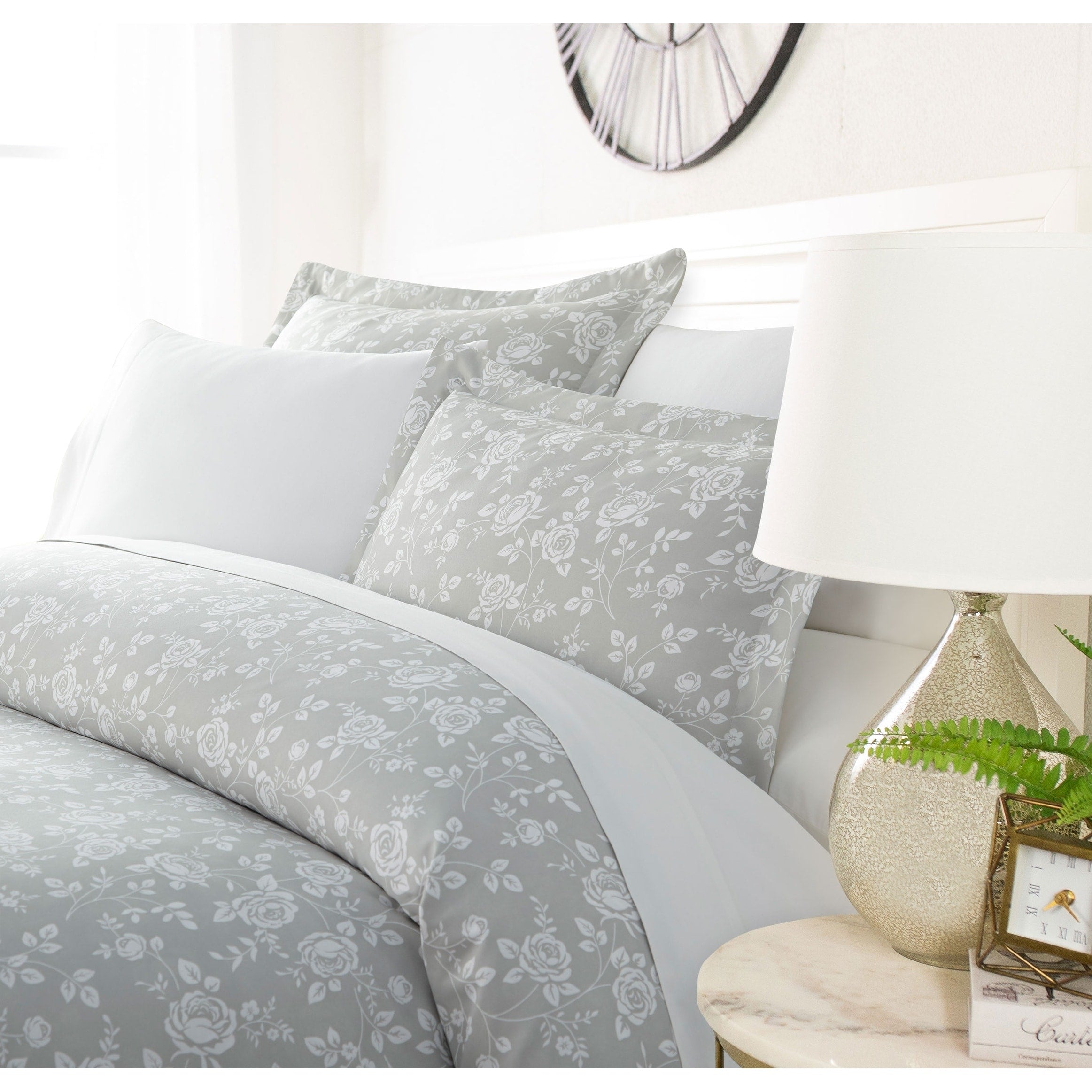 Luxury Silver Rose 3 Piece Duvet Cover Set By Sharon Osbourne Home