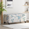 Luxury Storage Ottoman With Floral Patterned Fabric Soft Close Hinges Multi Functional Footrest Seat