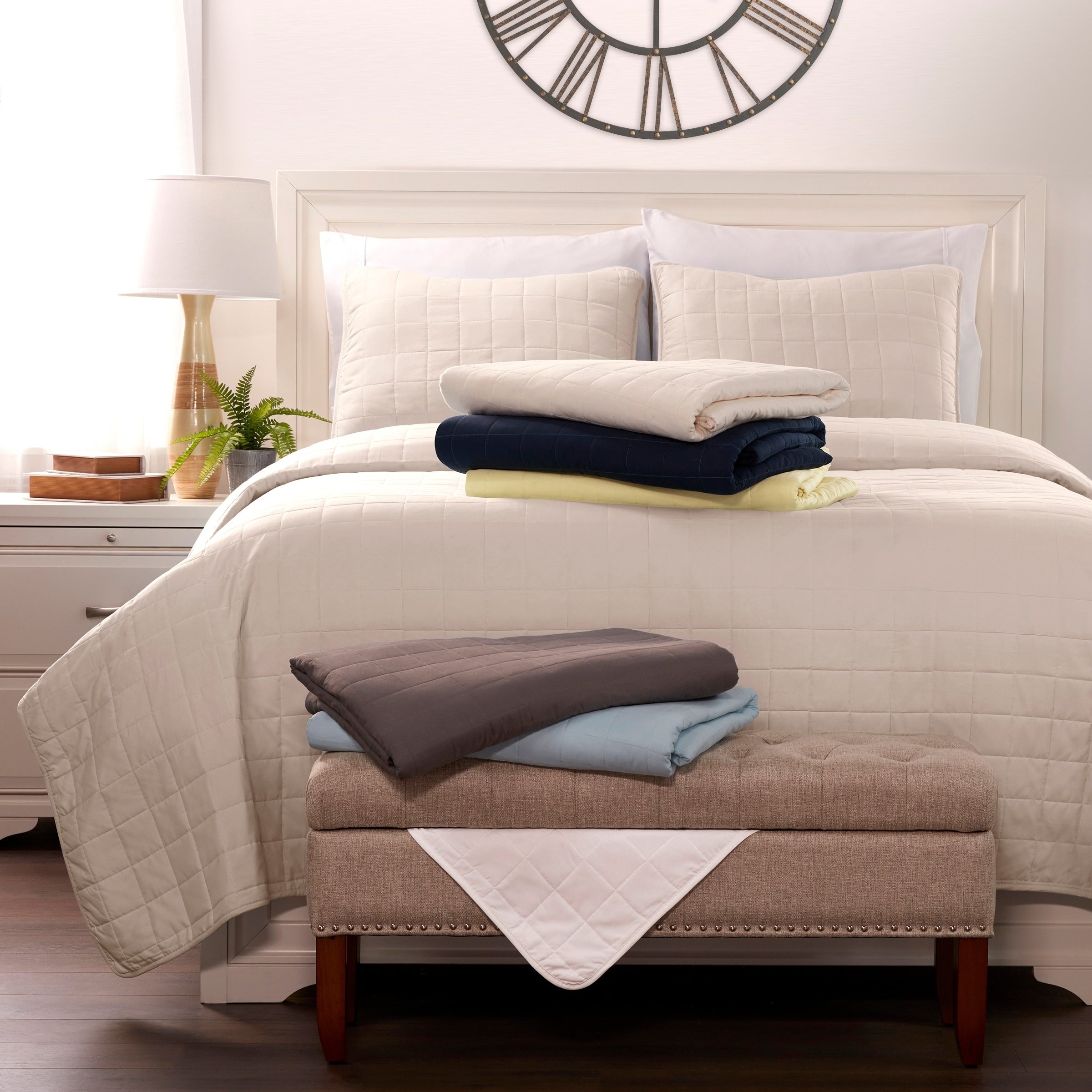 Luxury Ultra Soft Square Quilted Coverlet Set By Sharon Osbourne Home