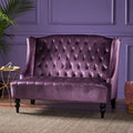 Luxury Velvet Loveseat With Button Tufted Purple Upholstered Sofa Couch 2 Seater Settee With Wingback
