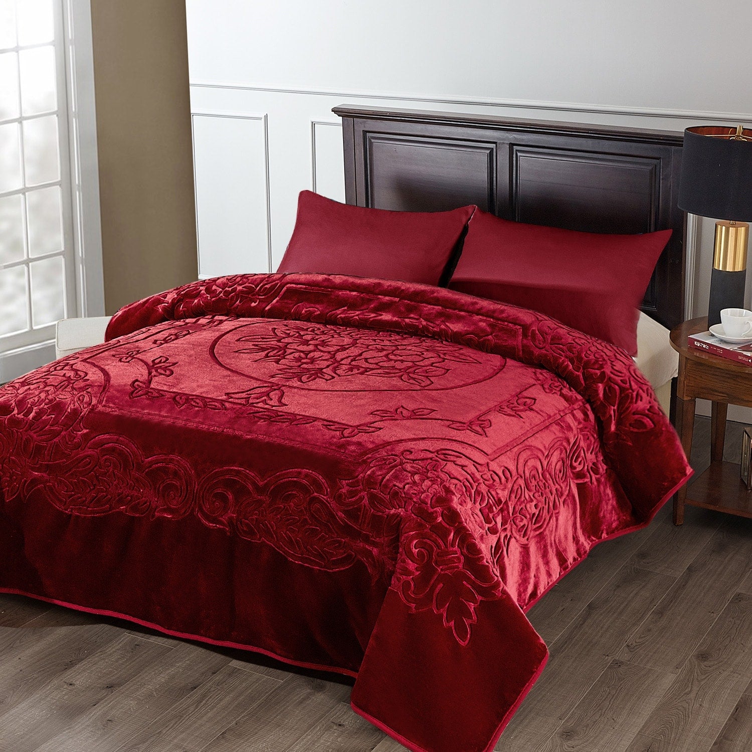 Luxury Warm Thick Fleece Blanket Premium Embossed Floral Bed Blanket