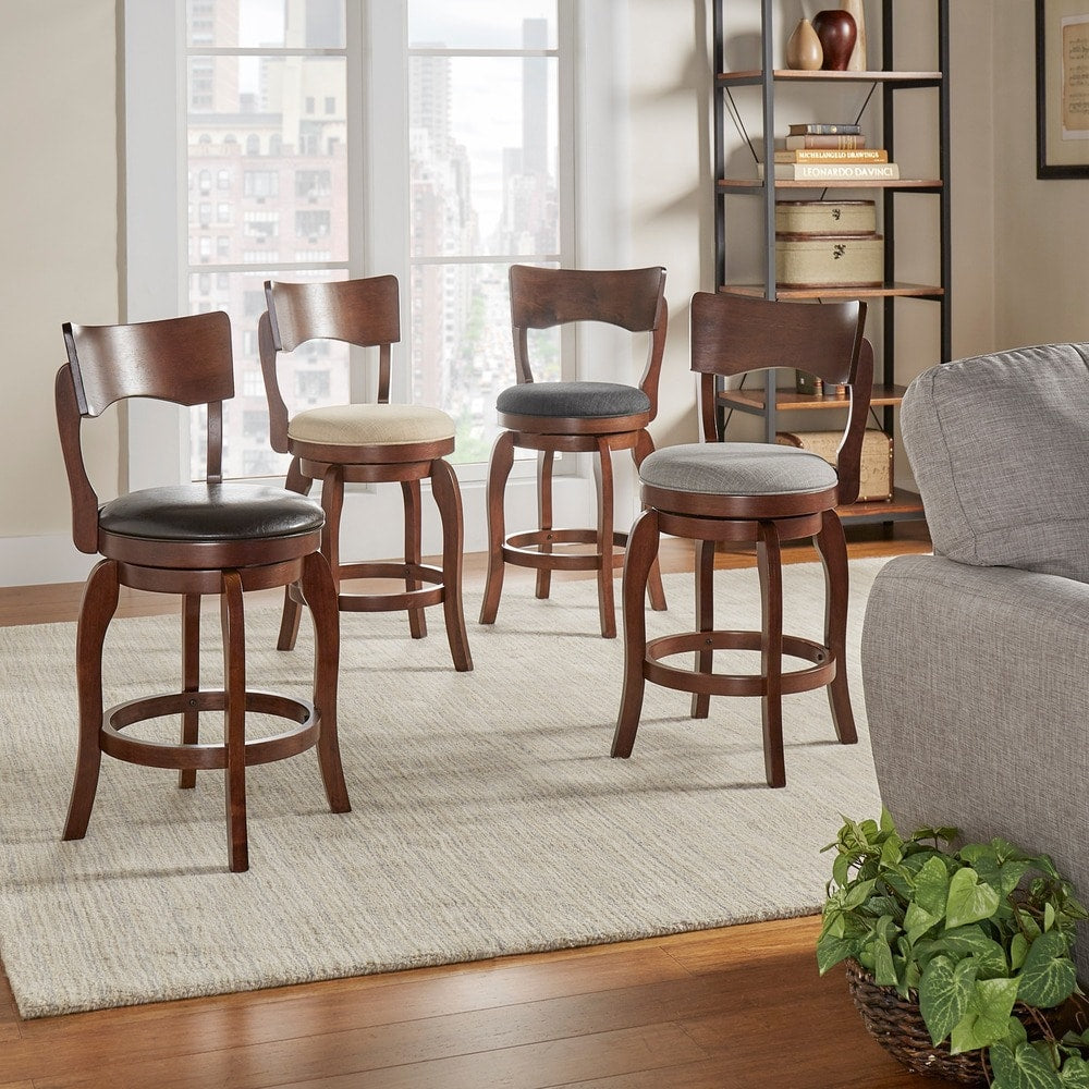 Lyla Swivel 24 Inch Brown Counter Height Barstool By Inspire Q Classic N A