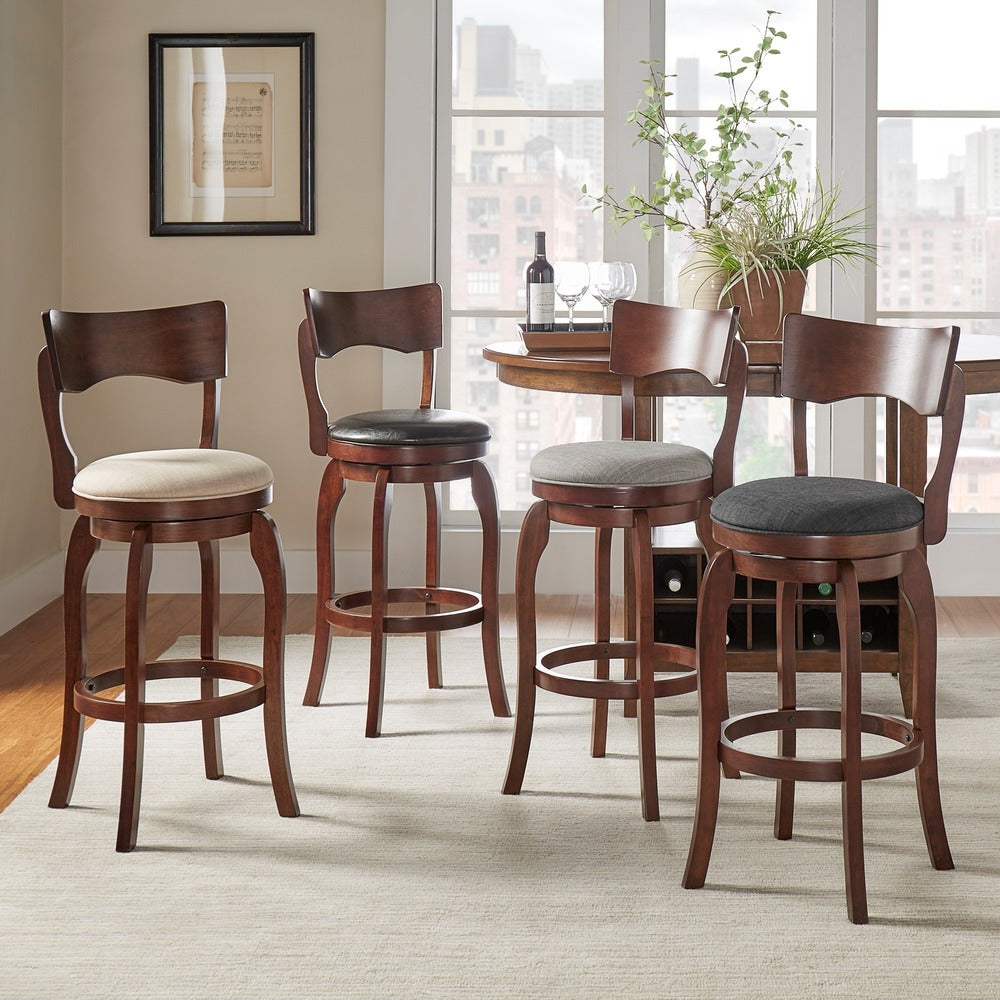 Lyla Swivel 29 Inch Brown High Back Bar Height Barstool By Inspire Q Classic