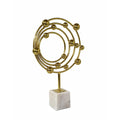 Lymi Celestial Galaxy Orbit Sculpture White Marble Base 18 Inch Gold Steel