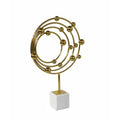 Lymi Celestial Galaxy Orbit Sculpture White Marble Base 21 Inch Gold Steel