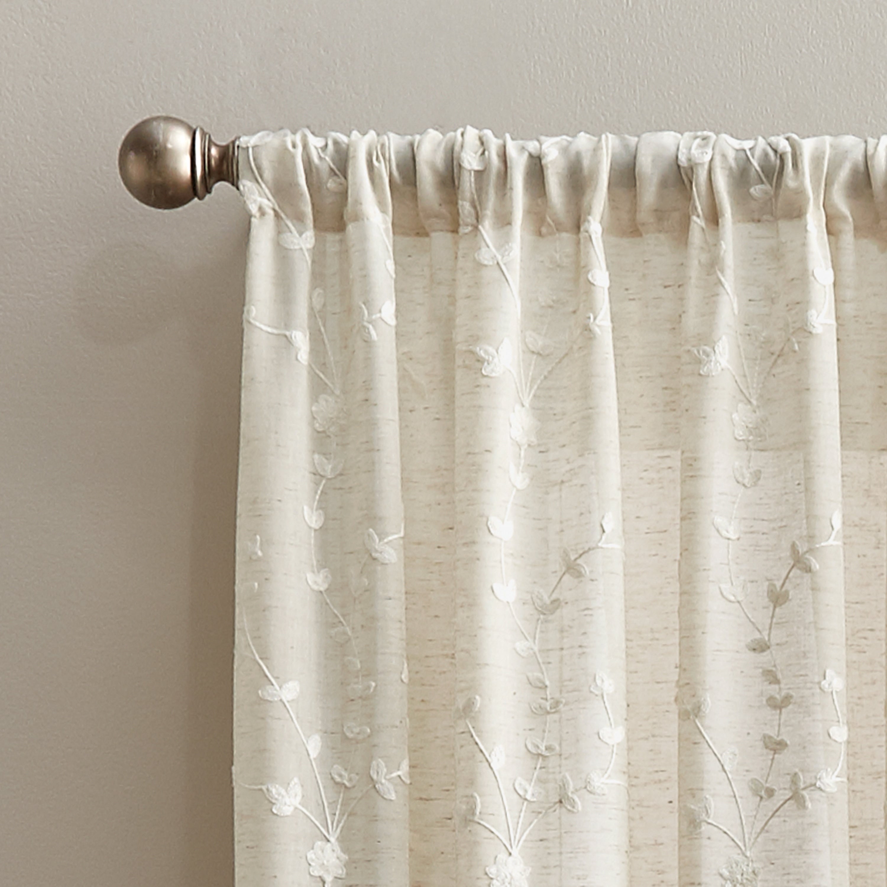 Lynette Floral Embroidered Curtain Panel