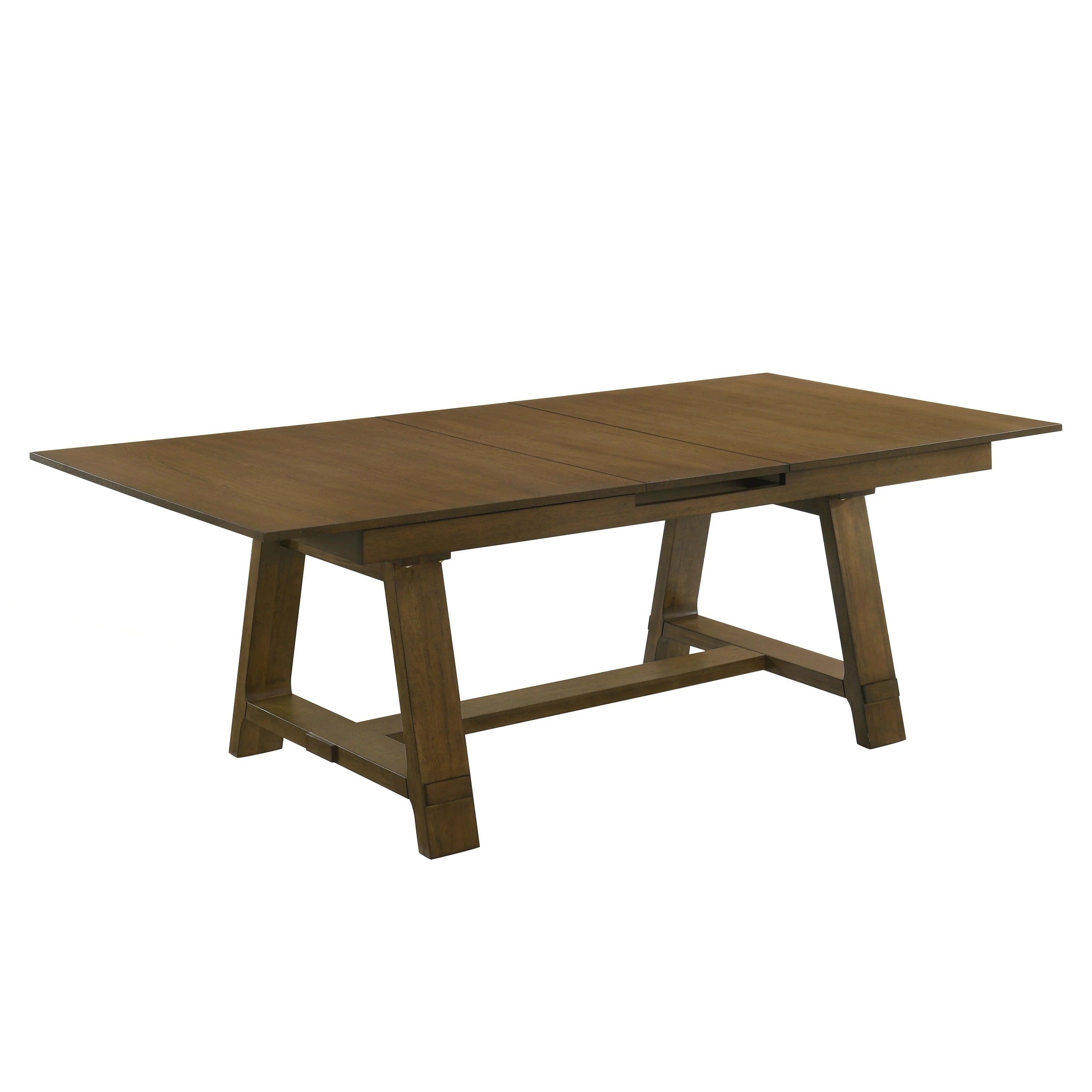 Lyoi Extendable Dining Table W Trestle Base Hickory Brown 71 87 Inch