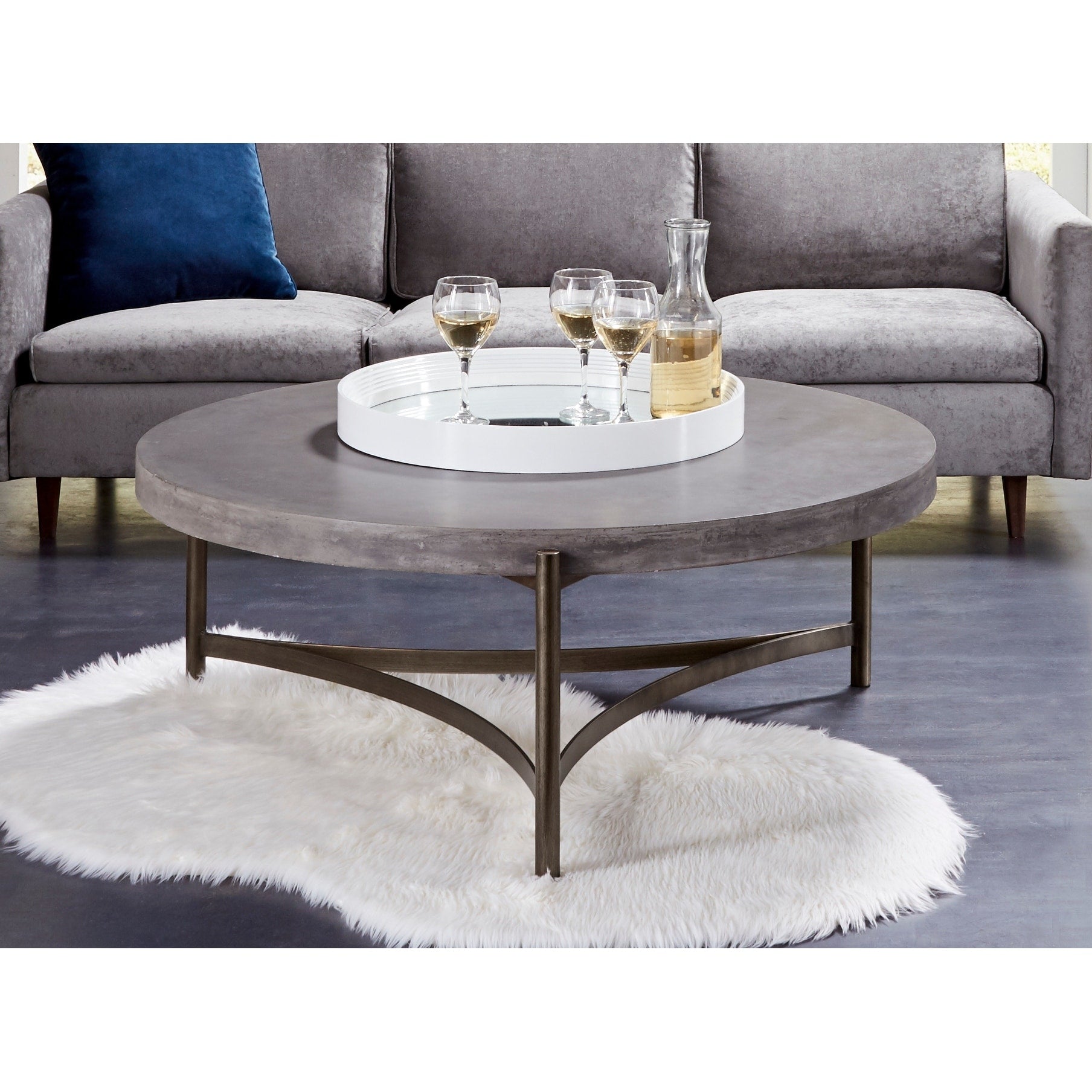 Lyon Round Concrete And Metal Coffee Table