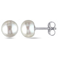 Miadora 14K White Gold White Cultured Freshwater Pearl Stud Earrings 6.5 7 Mm