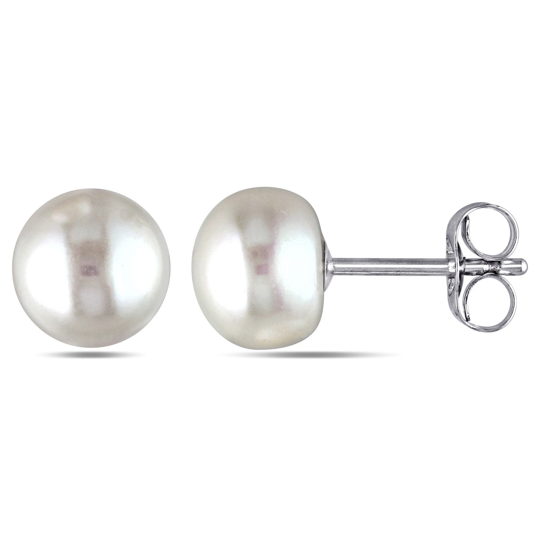 Miadora 14K White Gold White Cultured Freshwater Pearl Stud Earrings 6.5 7 Mm