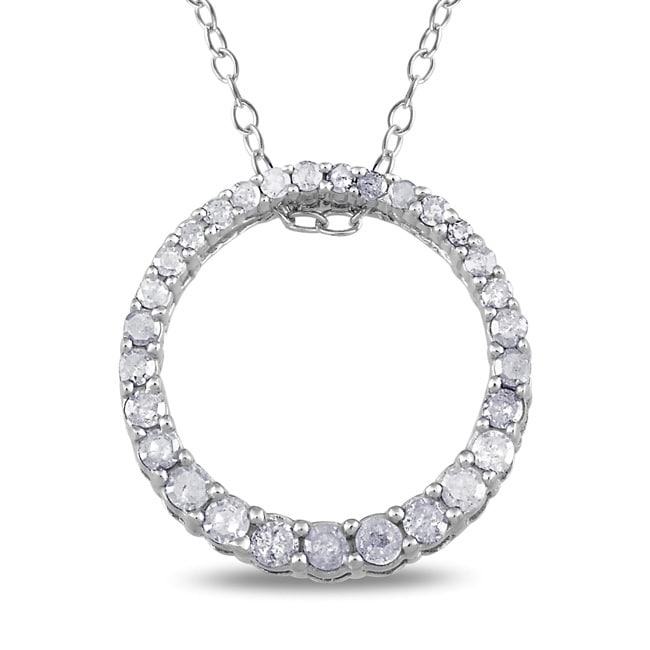 Miadora Sterling Silver 1 3Ct Tdw Diamond Circle Necklace