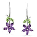 Miadora Sterling Silver 1 4 5Ct Tgw Peridot And Amethyst Leverback Earrings