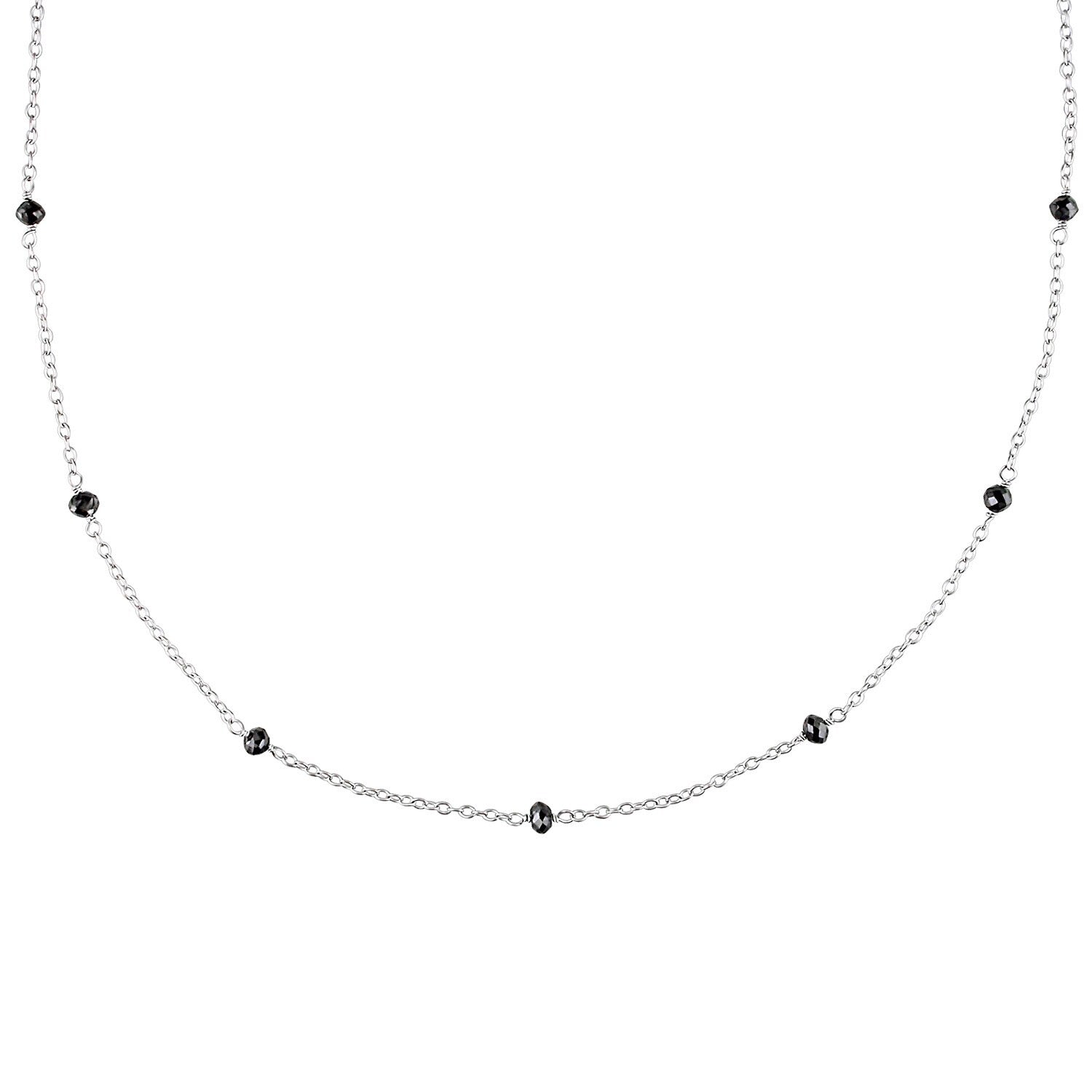 Miadora Sterling Silver 1Ct Tdw Black Diamond Station Necklace