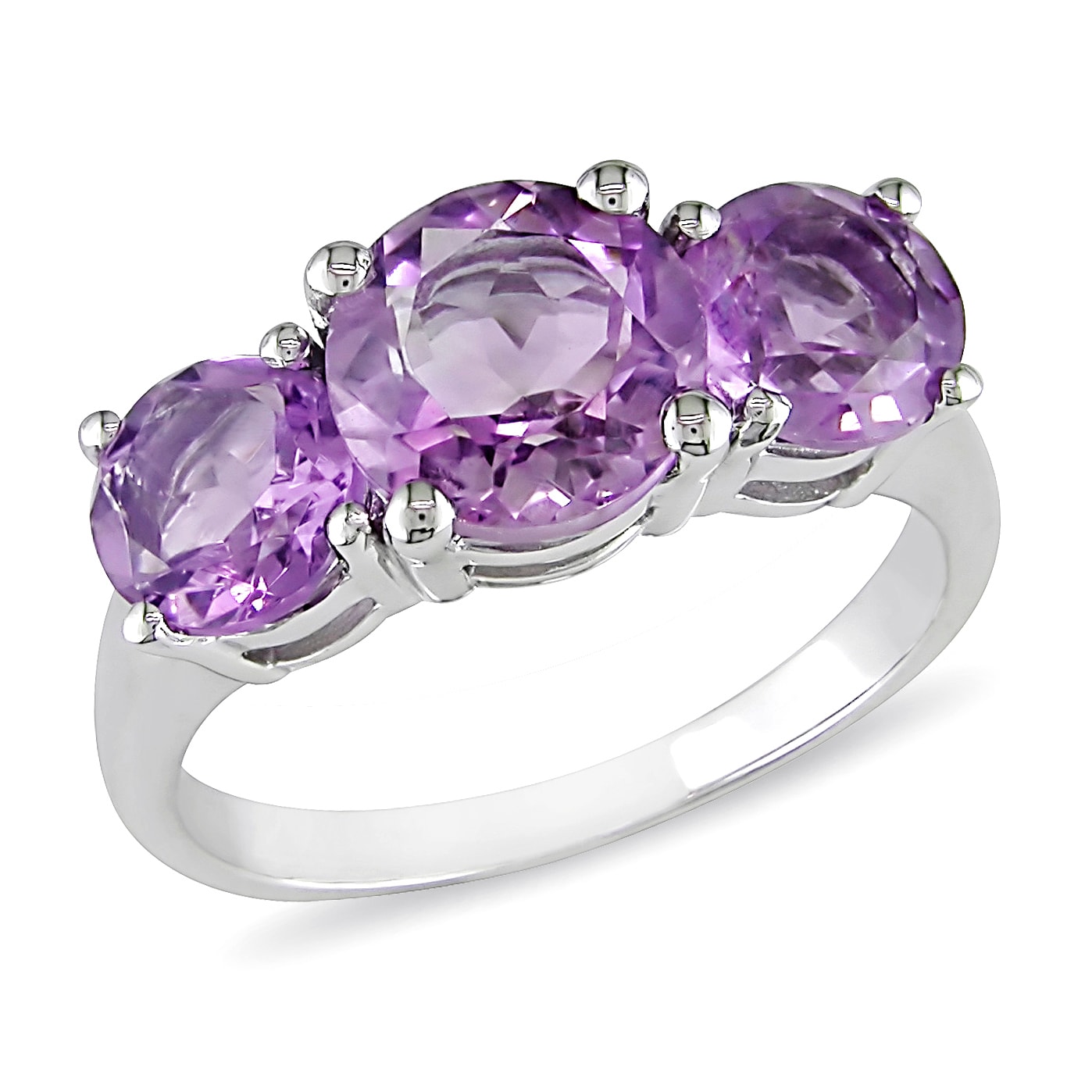 Miadora Sterling Silver 3 1 4Ct Tgw Amethyst 3 Stone Ring