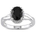 Miadora Sterling Silver Black Sapphire And Diamond Accent Ring