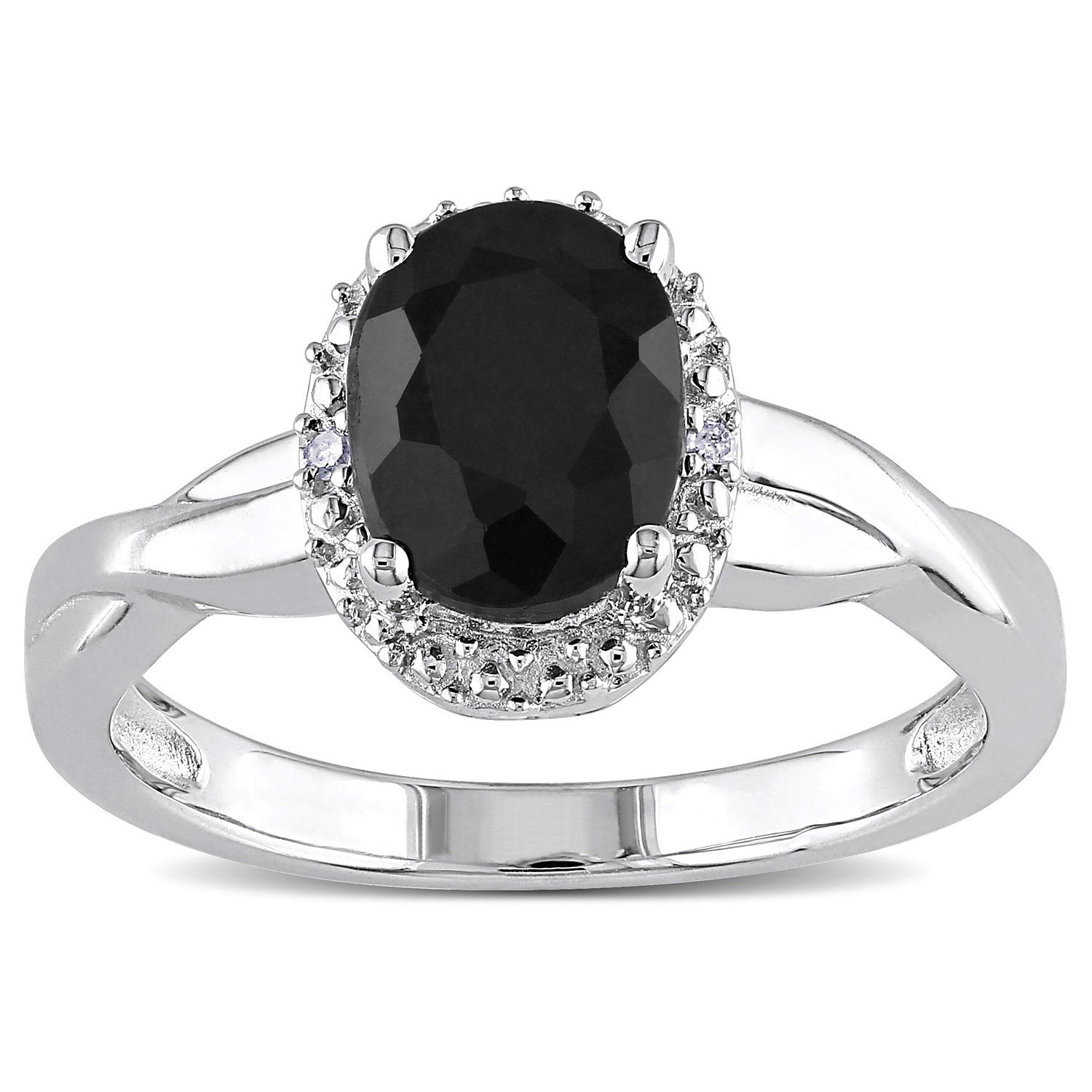Miadora Sterling Silver Black Sapphire And Diamond Accent Ring
