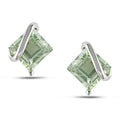 Miadora Sterling Silver Green Amethyst Stud Earrings