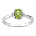 Miadora Sterling Silver Oval Peridot And Diamond Accented Ring
