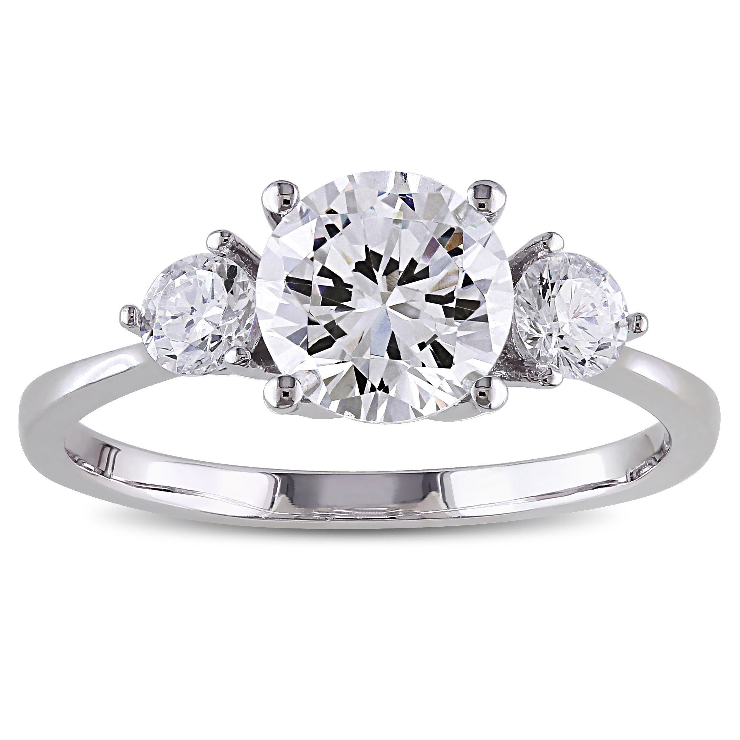 Miadora Sterling Silver Round Cut Prong Set Cubic Zirconia Engagement Ring