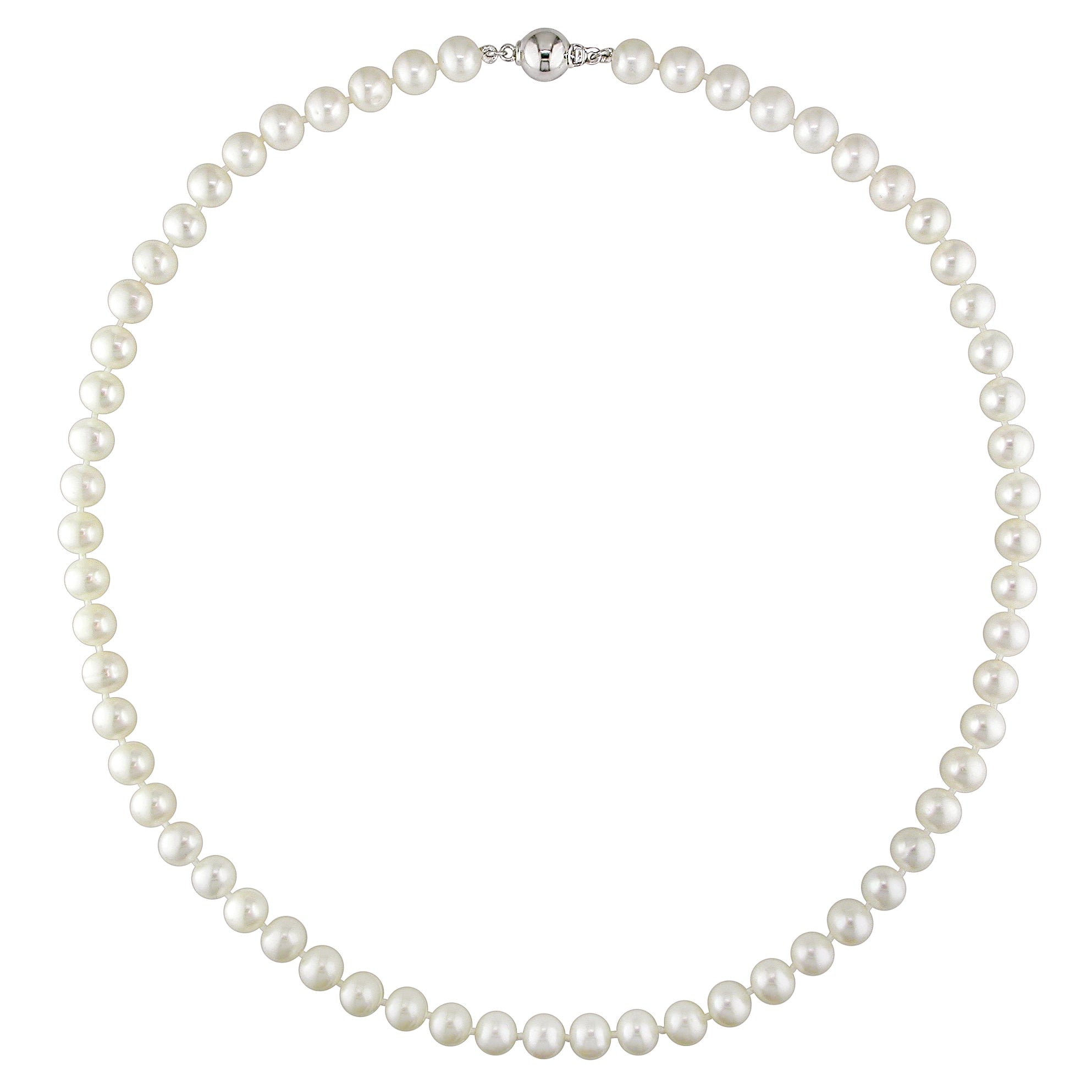 Miadora Sterling Silver White Cultured Freshwater Pearl Necklace 7 7.5 Mm