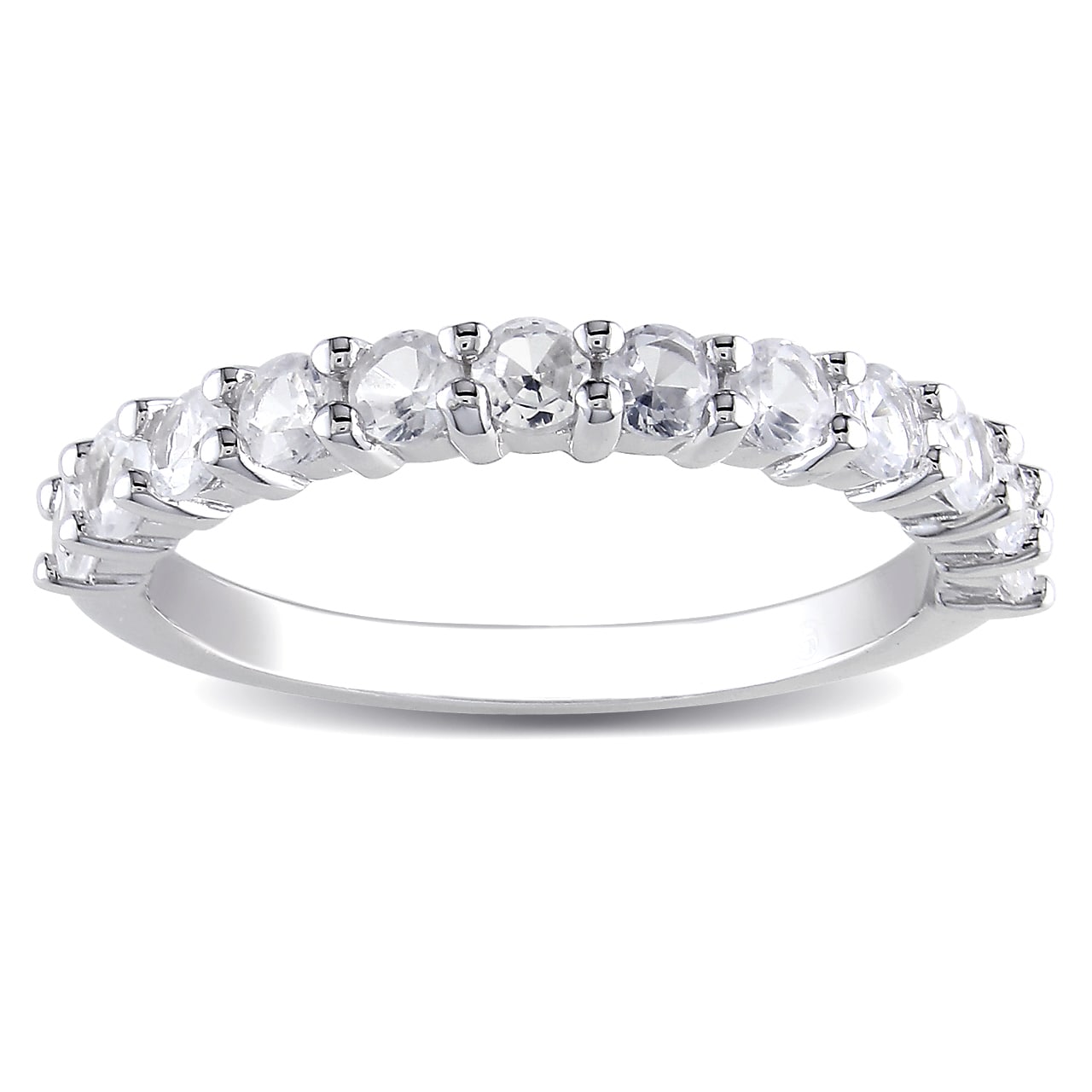 Miadora Sterling Silver White Round Created Sapphire Ring