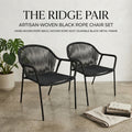 M4H Ridge Charcoal Grey Rope Outdoor Arm Chair Stackable 2 Piece