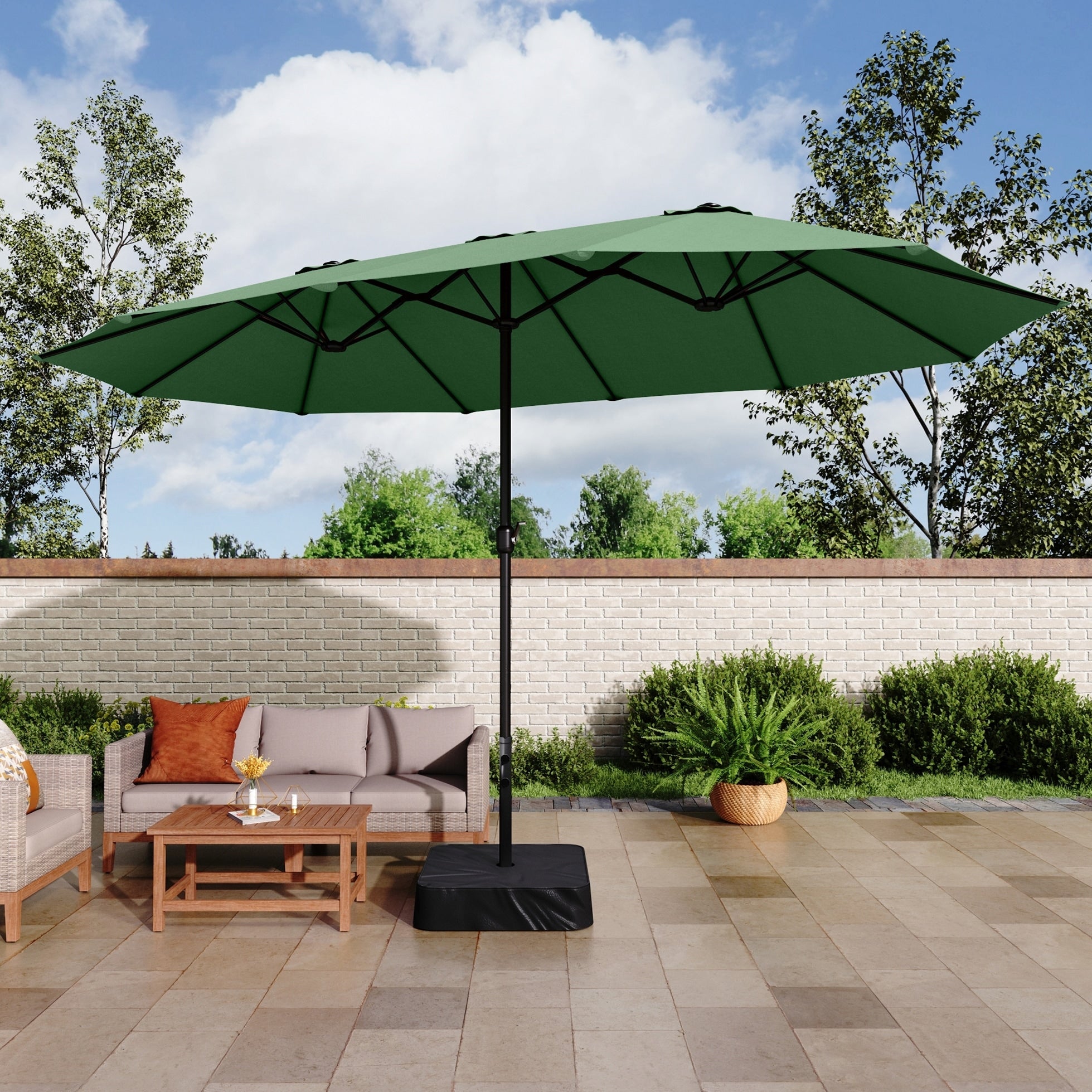 Phi Villa 10Ft Push Open Hanging Umbrella Patio Offset Outdoor Cantilever Umbrella With 6 Steel Ribs 1.65 Pole Beige