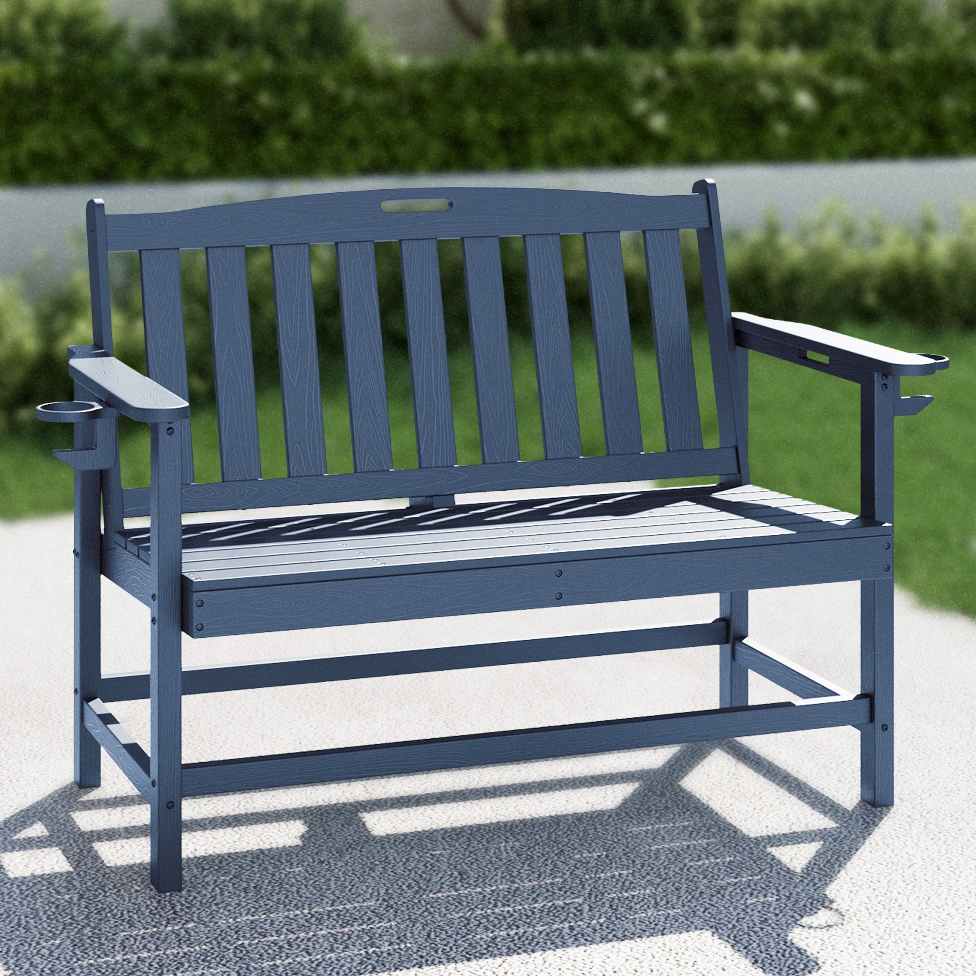 Maison Arts 50 Inch Hdpe Outdoor Bench All Weather 2 Seat Garden Bench With Reinforced Support Structure