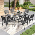 Maison Arts 7 Piece Patio Dining Set With 1 Metal Table 6 Stackable Dining Chairs