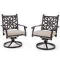 Phi Villa Cast Aluminum Extra Wide Rocker Swivel Chairs Outdoor Patio Bistro Dining Chair With Cushion Set Of 2