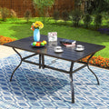 Outdoor Metal Dining Table Garden 6 Person Umbrella Table For Lawn Patio Pool Sturdy Steel 1 Table