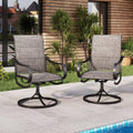 Mfstudio Patio Swivel Dining Chair Set Of 2 Metal Chairs For Kitchen Garden With Textilene Padded Sling Fabric
