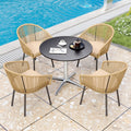 Maison Arts Patio Wicker Chairs Dining Set Outdoor Modern Rope Rattan Chairs With Metal Legs Cushions Metal Pedestal Table
