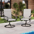 Mfstudio 2 Pieces Patio Steel Dining Swivel Chairs Bistro Backyard Rocker Weather Resistant Garden Outdoor Furniture