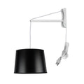 Mast Plug In Wall Mount Pendant 1 Light White Cord Arm Black Shallow Drum Shade 10X12X08
