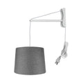 Mast Plug In Wall Mount Pendant 1 Light White Cord Arm Granite Gray Shade 12X14X10