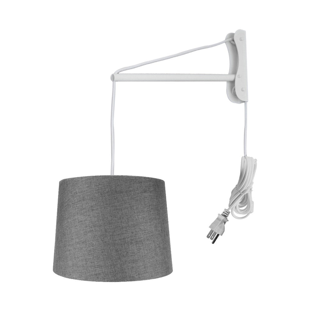 Mast Plug In Wall Mount Pendant 1 Light White Cord Arm Granite Gray Shade 12X14X10