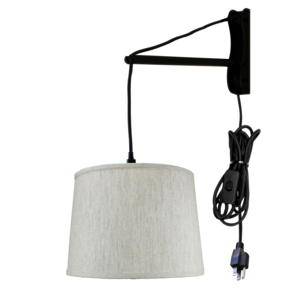 Mast Plug In Wall Mount Pendant 1 Light White Cord Arm Oatmeal