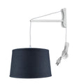 Mast Plug In Wall Mount Pendant 1 Light White Cord Arm Shallow Drum Textured Slate Blue 14X16X10