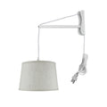 Mast Plug In Wall Mount Pendant 1 Light White Cord Arm Textured Shallow Drum Shade 10X12X08