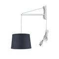 Mast Plug In Wall Mount Pendant 1 Light White Cord Arm Textured Slate Shallow Drum Shade 10X12X08