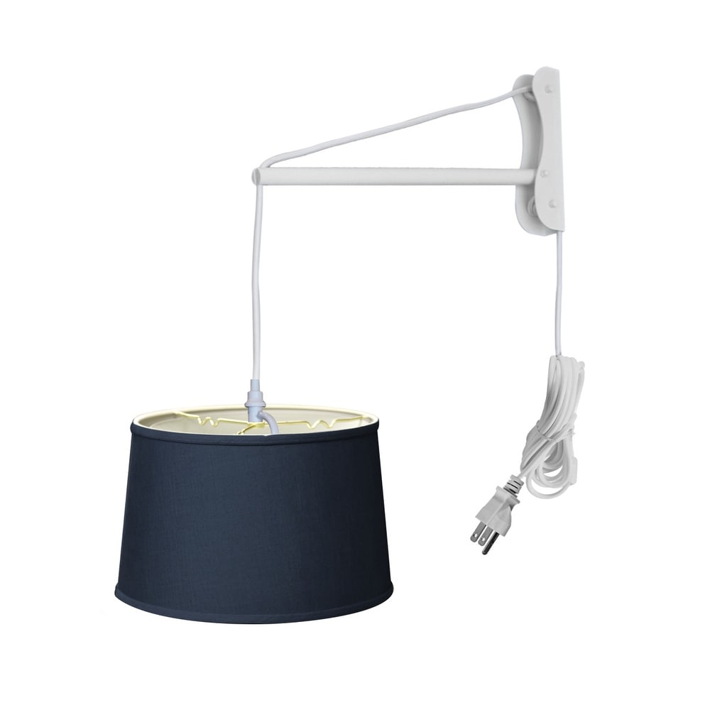 Mast Plug In Wall Mount Pendant 2 Light White Cord Arm Textured Blue