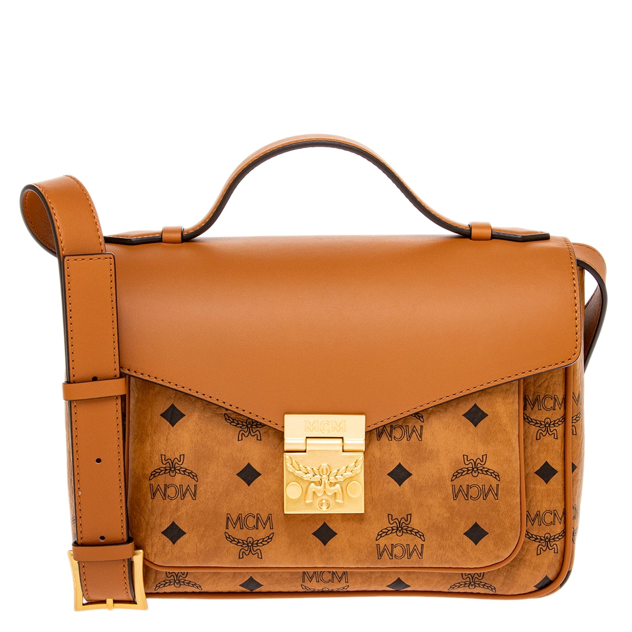 Mcm Tracy Satchel In Visetos Leather Mix