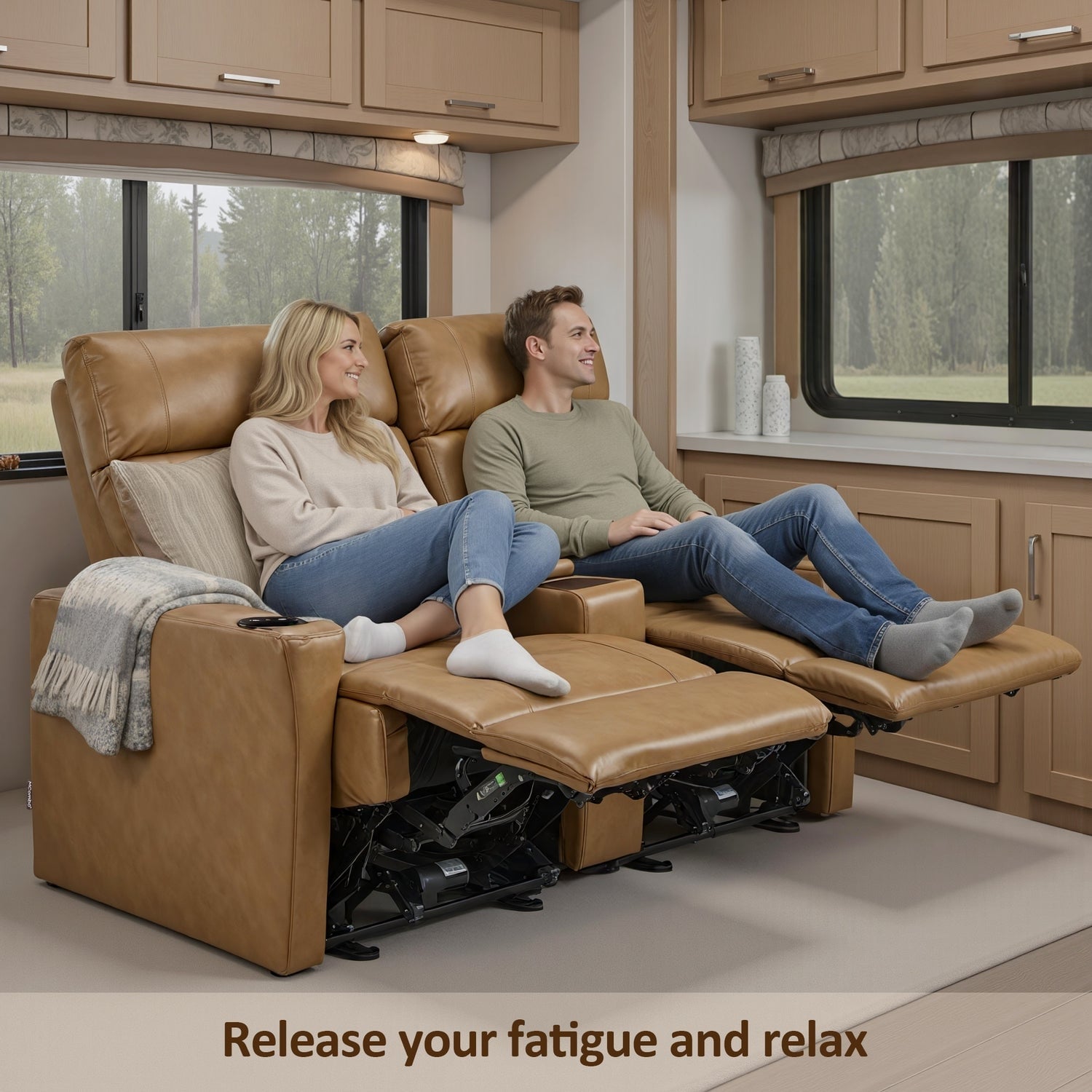 Mcombo 62.6 Rv Recliner Loveseat Sofa With Console Zero Wall Hugger Power Loveseat Recliner With Usb Charge Ports Outlet