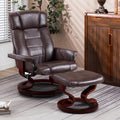 Mcombo Swiveling Recliner Chair With Wood Base And Ottoman Furniture Casual Chair 9019