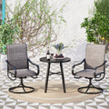 Mfstudio 3 Piece Metal Patio Dining Set With 2 Padded Textilene Swivel Chairs And 1 Round Table