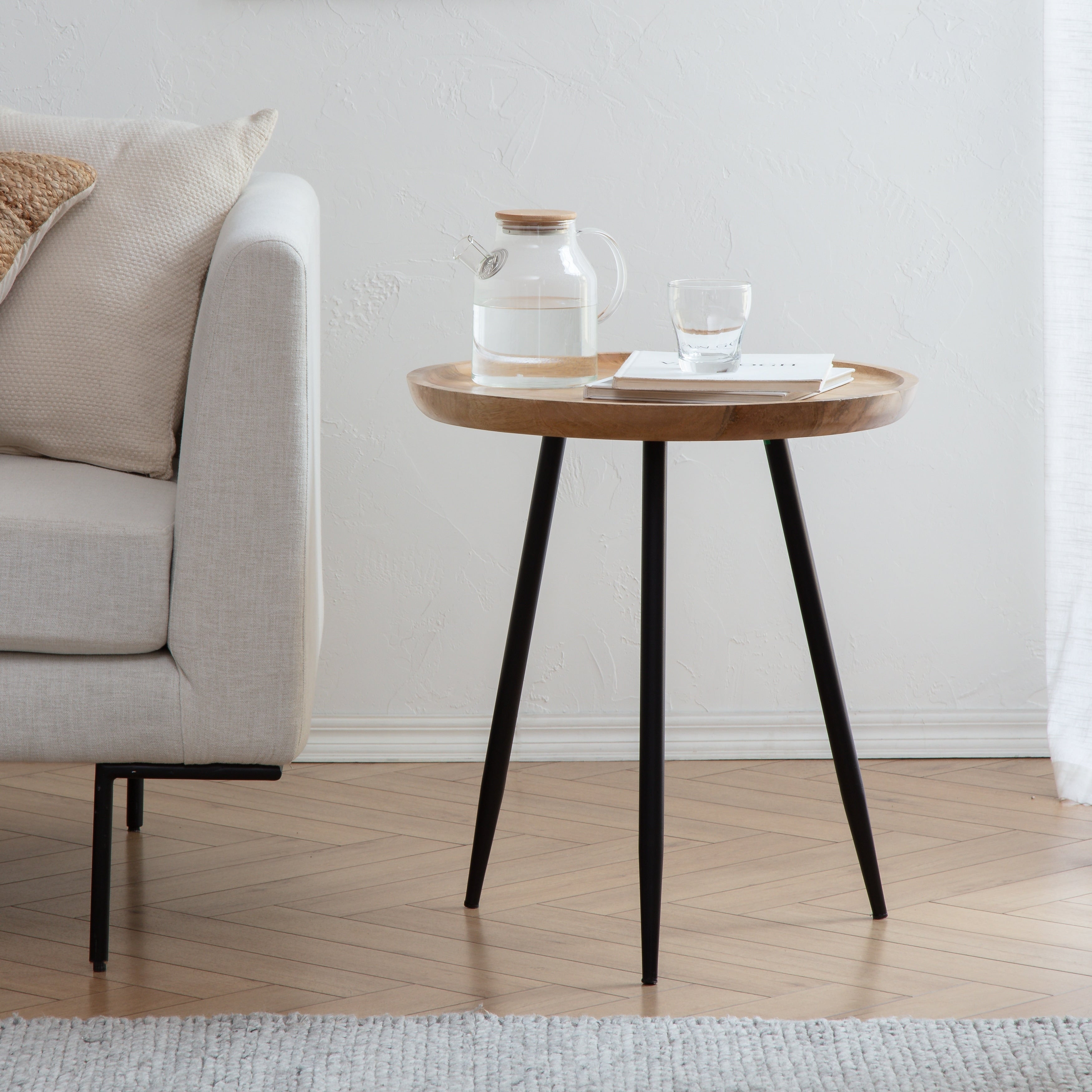 Chervey Natural Mango Wood Living Room Side Table