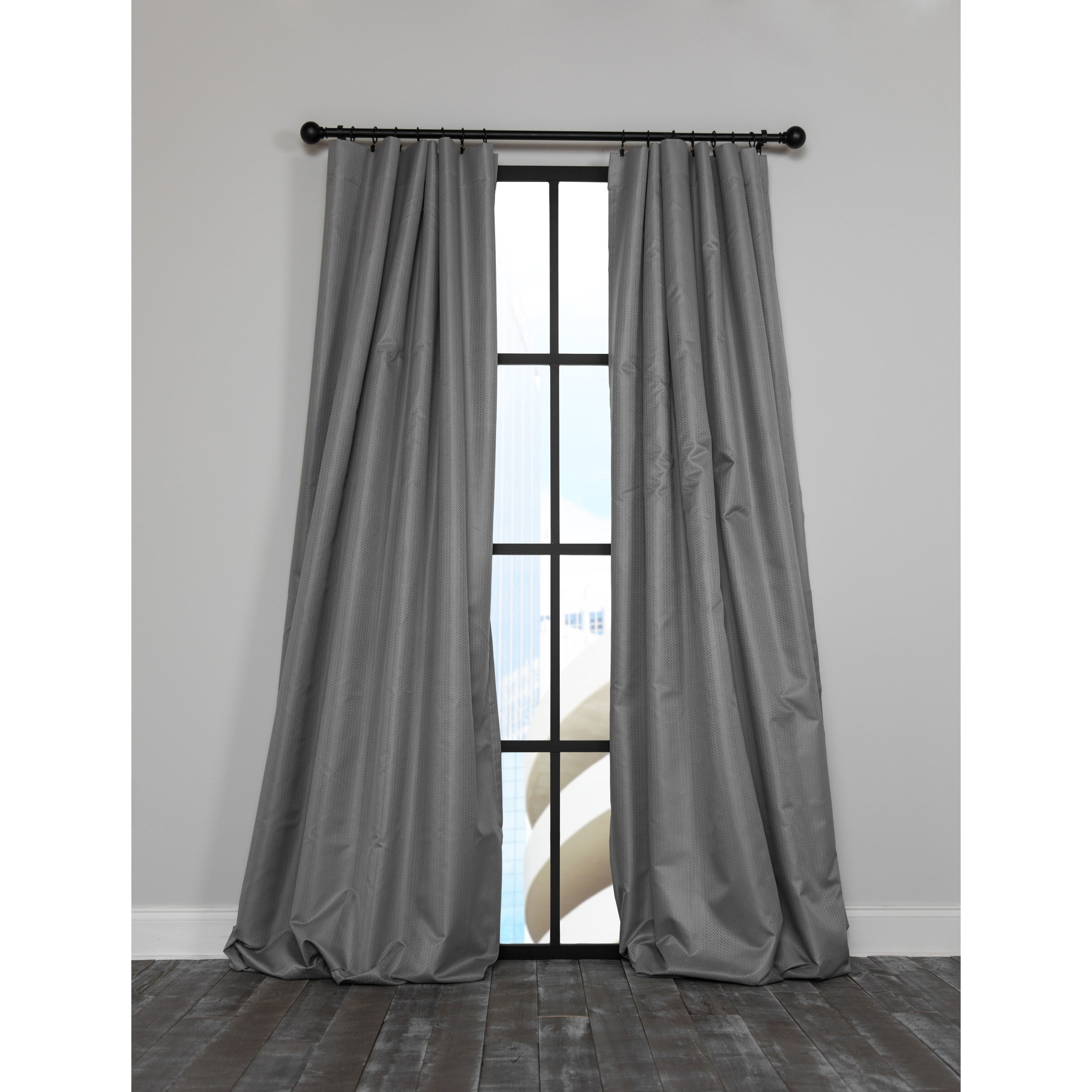 Ml19304 Ripple Solid Blackout Thermal Rod Pocket Curtain Single Panel 54 By 63 Inch Navy Blue