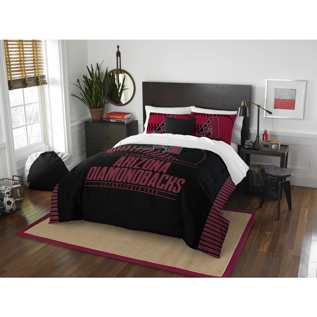 The Northwest Company Mlb Arizona Diamondbacks Grandslam Red Black Full Queen 3 Piece Comforter Set