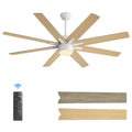 Mlian 8 Plywood Blade Dc Motor Indoor Downrod Standard Ceiling Fan With Remote Integrated Led